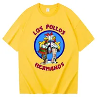 Men's los pollos hermanos t-shirt 100% cotton Breaking Bad LOS POLLOS Chicken Brothers printed Yellow funny tshirt male shirts