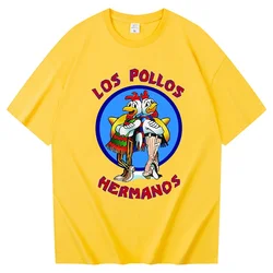 Men's los pollos hermanos t-shirt 100% cotton Breaking Bad LOS POLLOS Chicken Brothers printed Yellow funny tshirt male shirts