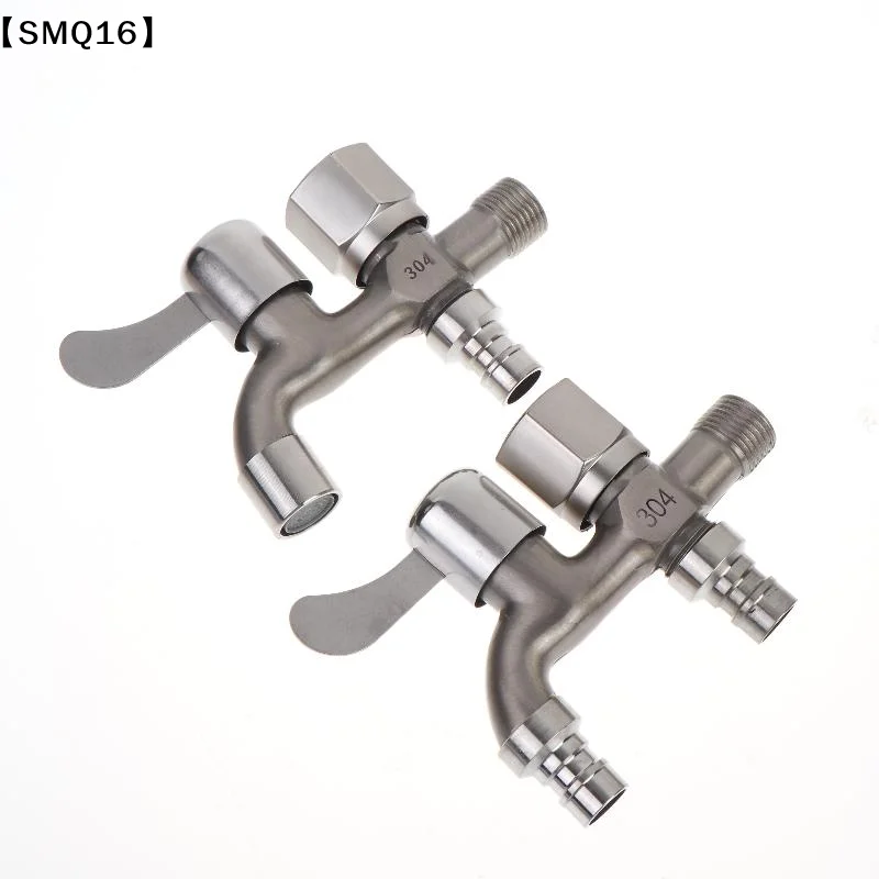 304 Stainless Steel Faucet Double Outlet Dual Control Water Tap One In Two Out Faucet 1/2