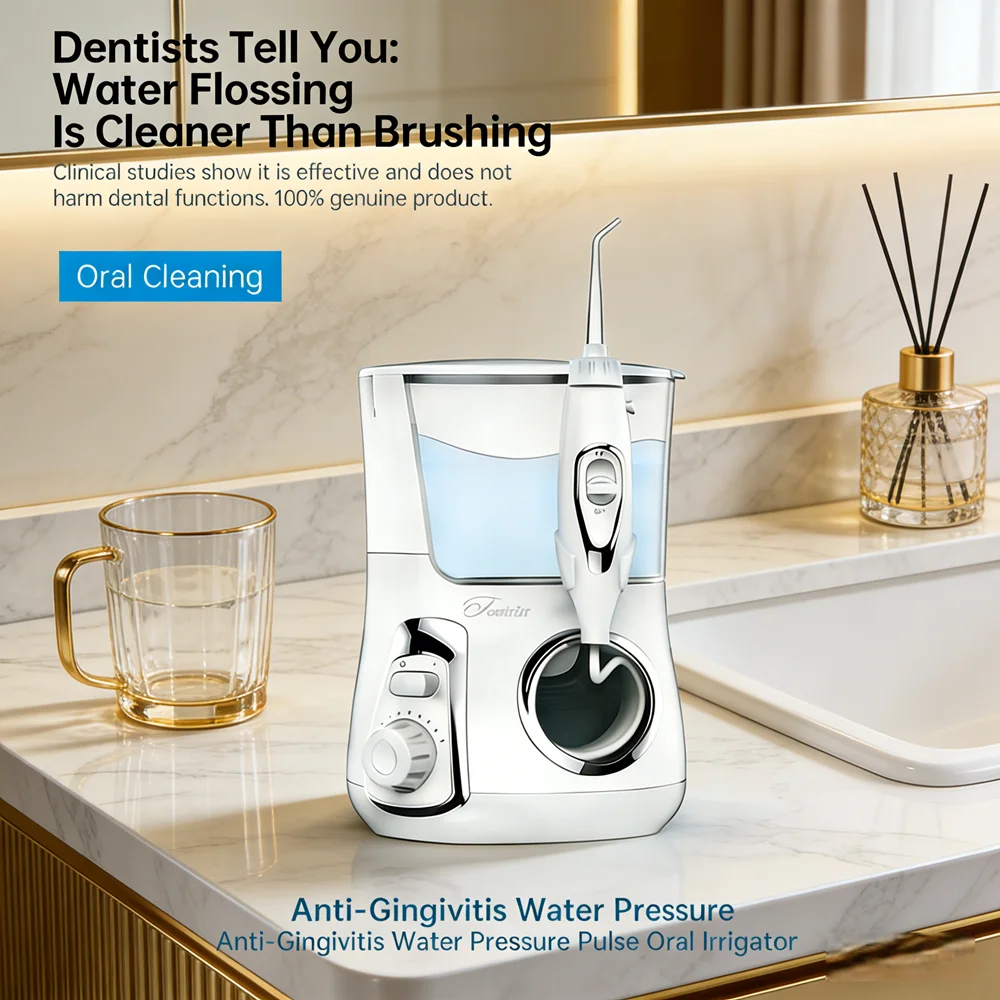 

Электрический ирригатор для полости рта с 10 режимами, резервуаром 800 мл, 5 многофункциональными насадками, для домашнего использования