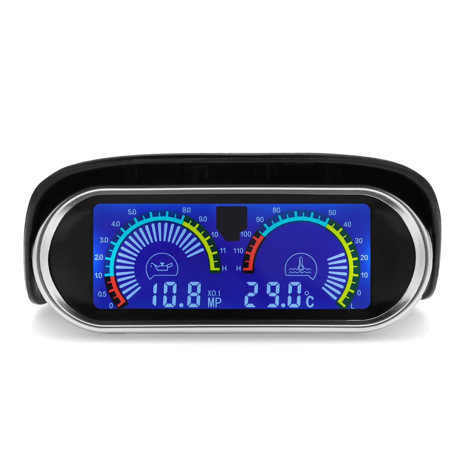 Universal 2 in 1 Car Gauges Digital Oil Pressure Gauge + Water Temperature Gauge with M10 Temp Sensor fit for 12V/24V Car Truck