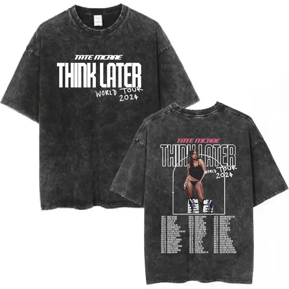 الرجال النساء أزياء خمر غسلها قصيرة الأكمام المتضخم تي شيرت تيت ماكرا الجشع ألبوم جولة ميرش تي شيرت 100٪ القطن