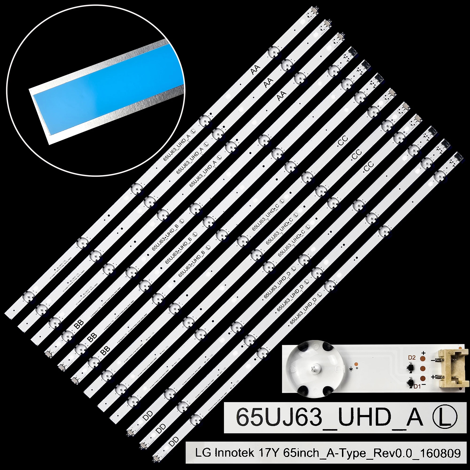 LED-achtergrondverlichtingstrip voor 65LG63CJ 65UJ6300 65UJ630V 65UJ634V 65UJ5500 65UK6100 Innotek 17Y 65inch_A SSC 65UJ63_UHD_A B C D