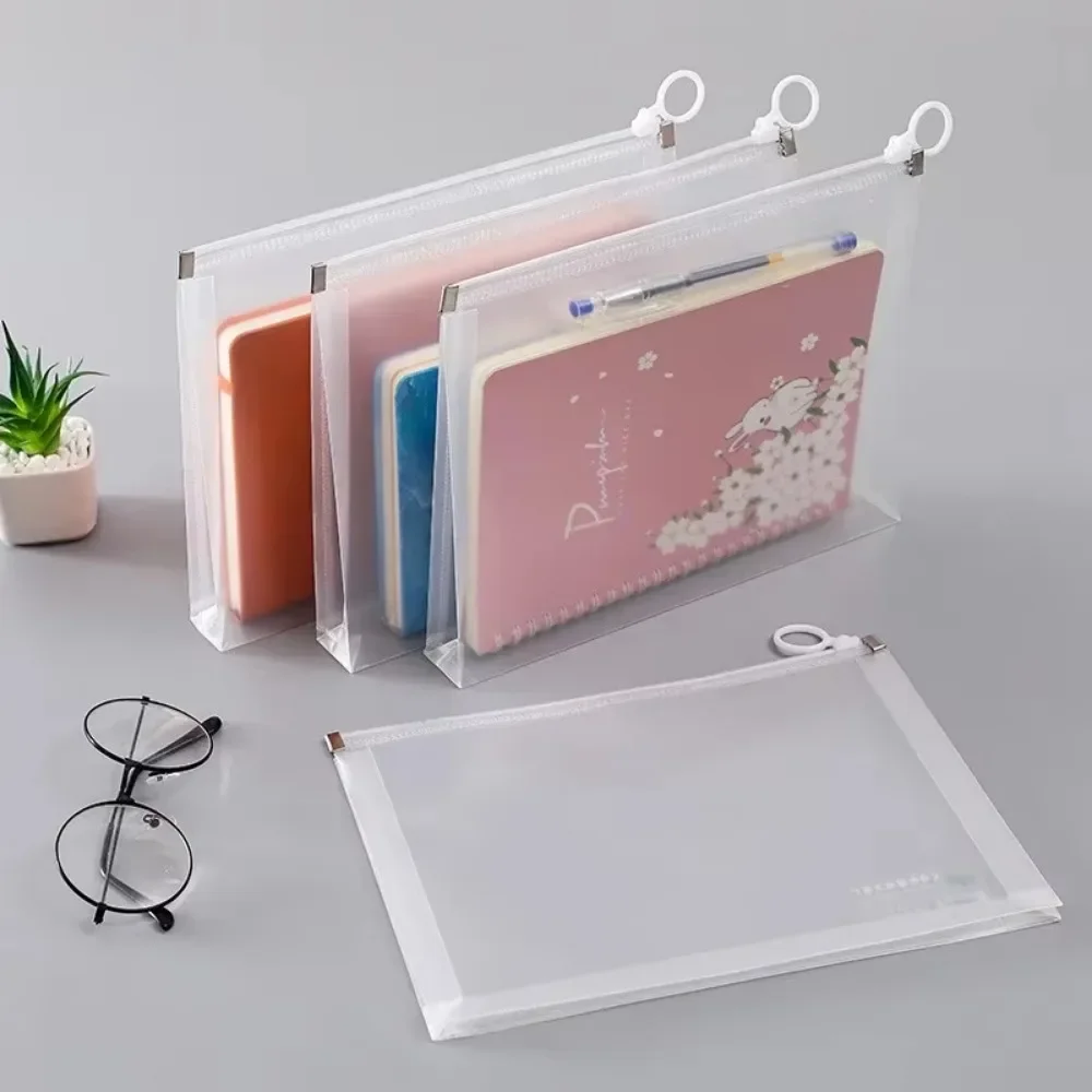 A4/A5/B6 Zipper Pouch Clear Document Bag Waterproof File Folders Stationery Pencil Case Storage Bags School Office Supplies