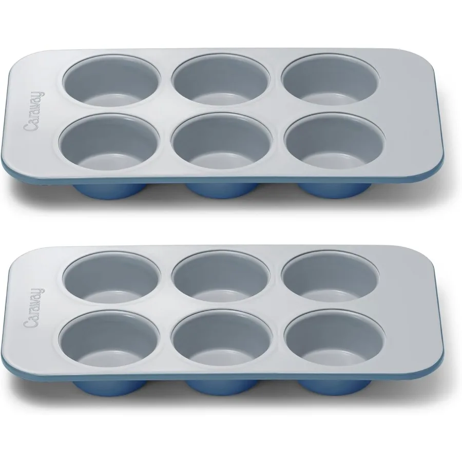 

Nonstick Ceramic 6 Cup Muffin Pan Duo NonToxic PTFE and PFOA Free Oven Safe Aluminized Steel Core Small Muffin Pan for Baking C