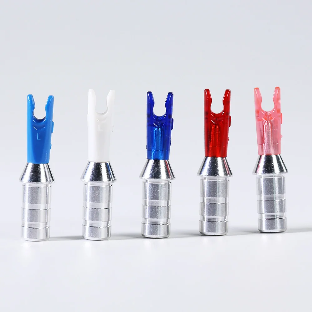 24Pcs Lot, size L Plastic Arrow Nock Ends + Aluminum Adapters for ID 6.2mm Arrow Shaft, Arrow Accessories