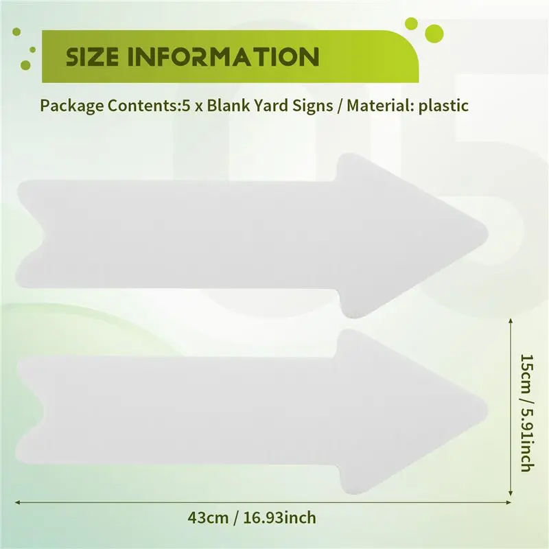 AF93-Blank Yard Signs 5 Pack 17 X 6 Inches White Blank Wedding Directional Yard Signs, Arrow Yard Signs