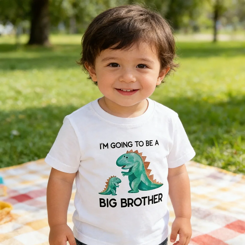 

I'm Going To Be A Big Brother Green Dinosaur Shirt Childrens Birthday Surprises Pregnancy Announcement Baby Shower Souvenir Gift