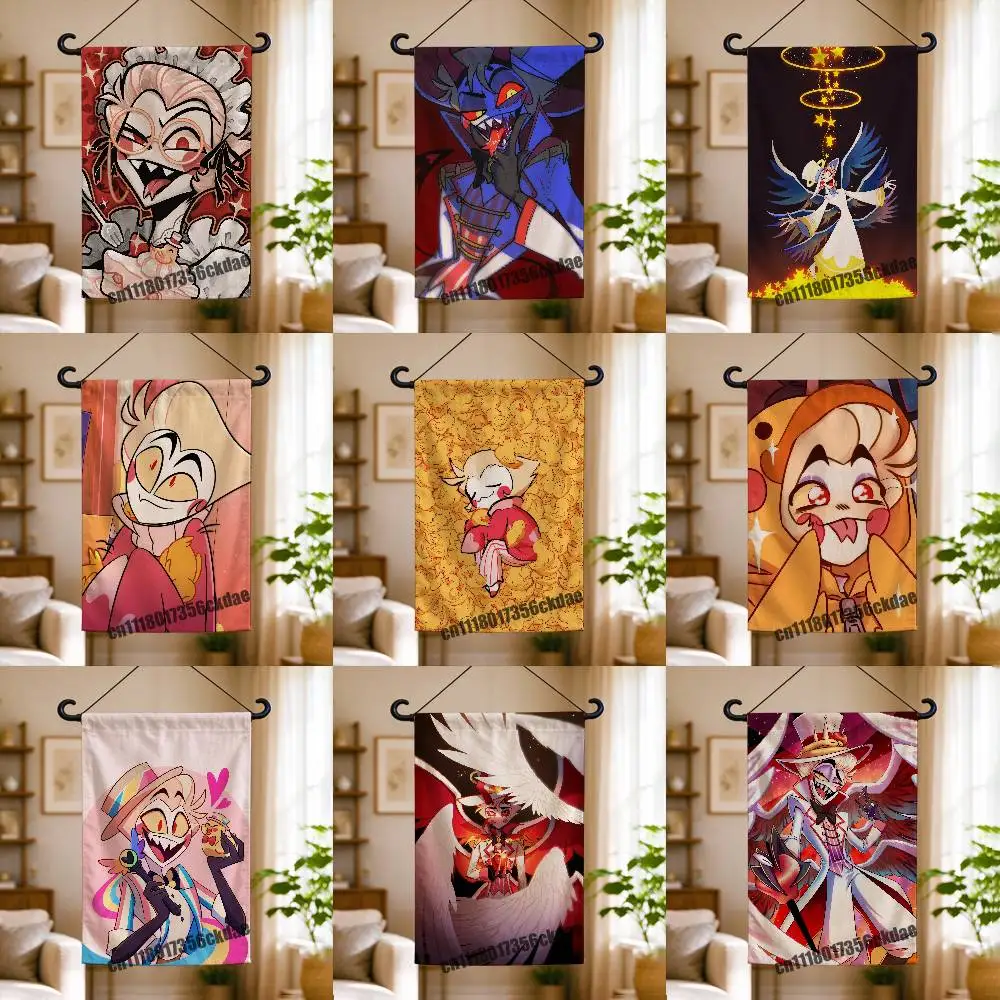 For Lucifer Hazbin Hotel Garden Flag Custom Outdoor Home Party Advertising Cloth Decoration Wall Banner Flags