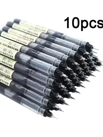 10pcs Gel Pens 0.5mm Needle Type Gel Ink Pens Straight Liquid Ballpoint Pen Colors Stationery School Office Writing Stationery