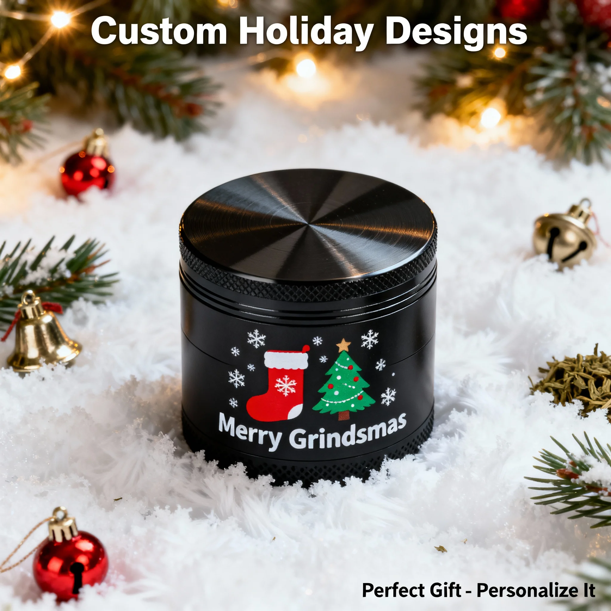 2inch Customizable Herb Grinder Metal 4-Layers Manual Mill Mortar Personalization Grass Tobacco Grinder Cigarette Tool Gift