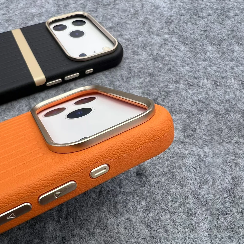 

Luxury Luggage Stripe Magnetic Phone Case for IPhone 16 15 14 13 17 Pro Max 17 Air MagSafe Wireless Charging Shockproof PU Cover