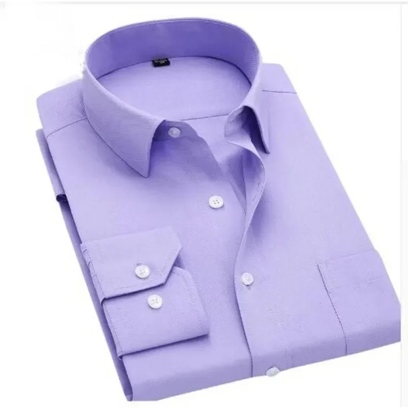 High Quality Button Down Long Sleeve Slim Fit Men Dress Shirt Autumn Designer Solid Male Clothing Business Shirts M-4XL