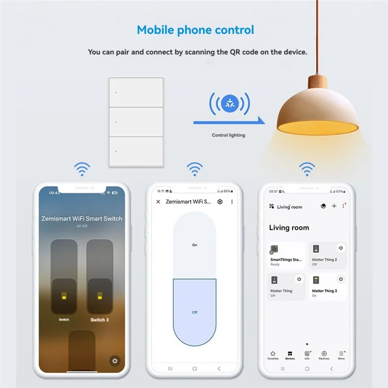 

Умный переключатель ABSE-Matter Wi-Fi, настенный выключатель света, умное управление 1, 2, 3, 4, 6, кнопка Gangs для приложения Smartthings Homekit