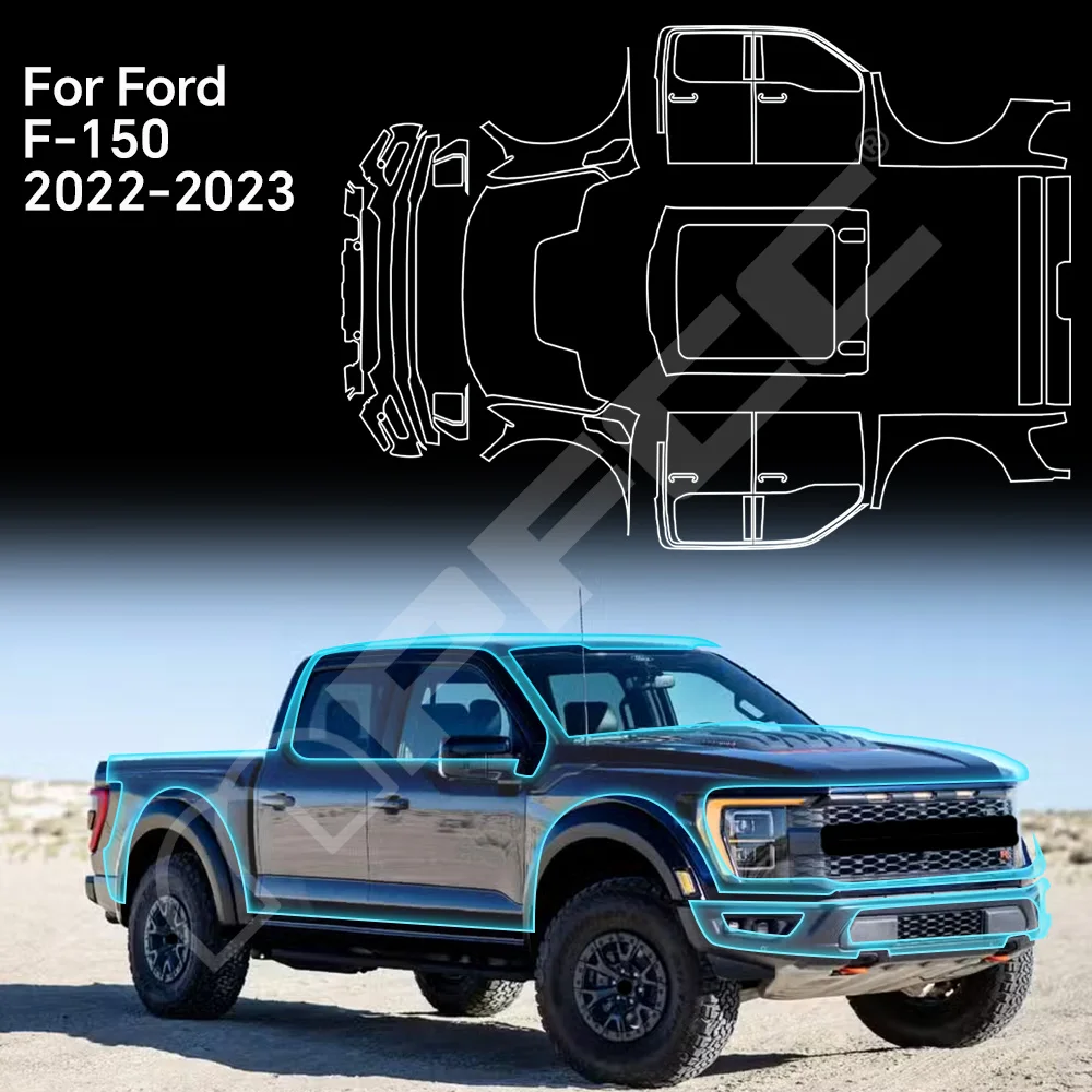 

Защитная пленка из ТПУ 9 мил для бампера Ford F-150 Raptor 2022-2023, предварительно вырезанный комплект PPF, прозрачная защита кузова, устойчивая к царапинам