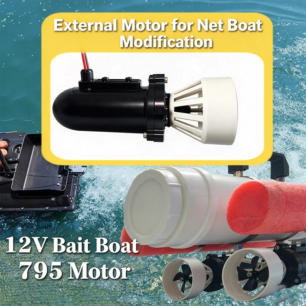 795 Waterproof Motor 12 Volts Underwater Motor DIY Remote Control Pull Net Ship Model Nesting Boat Accessories Power Thruster