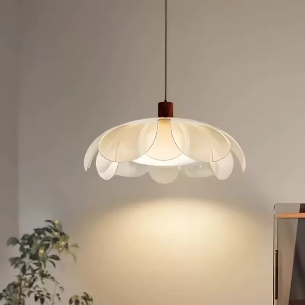 French Floral Pastoral Pendant Light Acrylic LED Flower Chandelier Kitchen Restaurant Study Living Room Bedroom Pendant Lamp