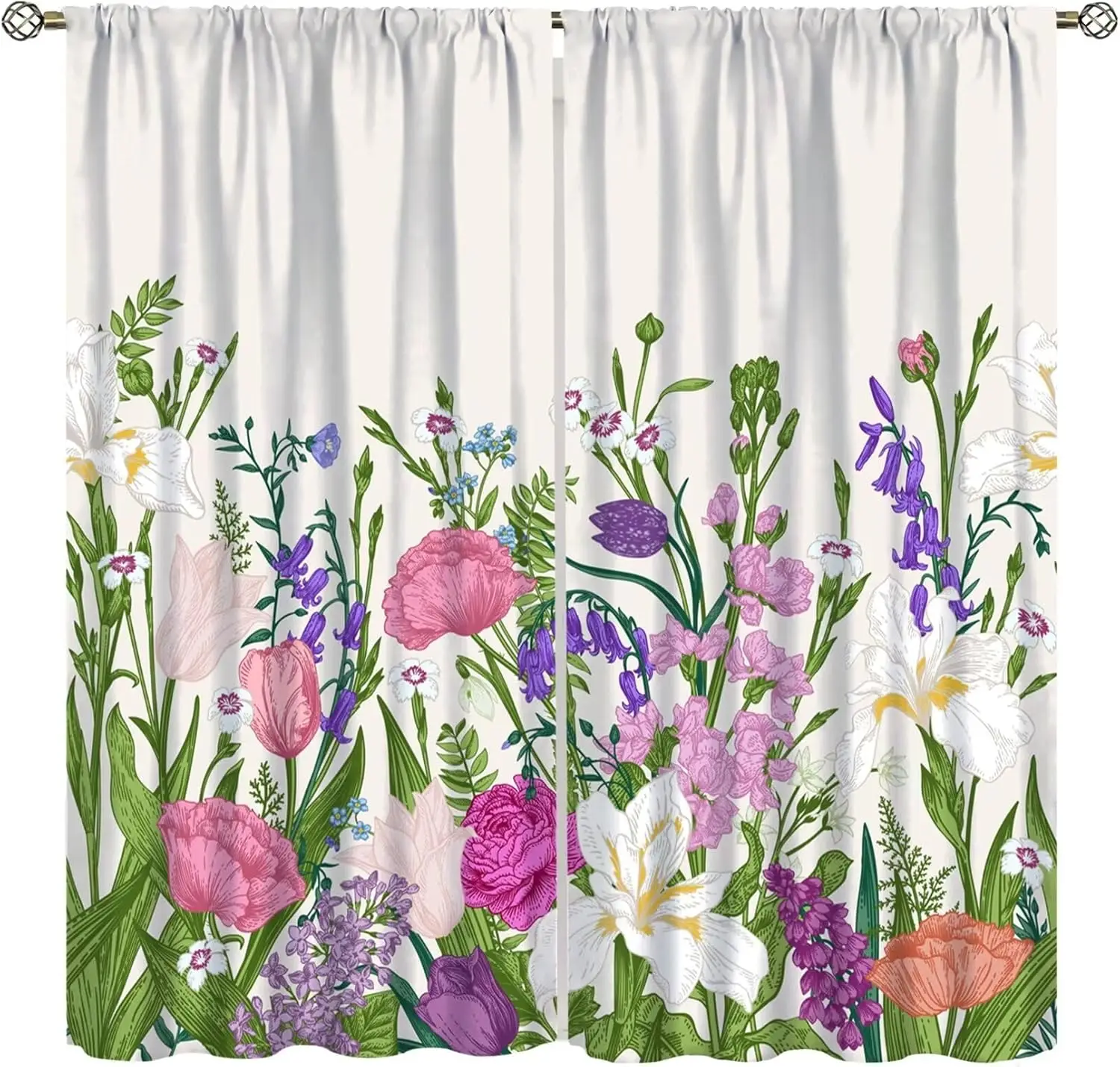 

Colorful Flower Bouquet Shower Curtain Vibrant Spring Garden Print Bathroom Decor Romantic Floral Bath Curtain for Home Decor
