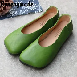 Careaymade-zapatos de piel auténtica con cabeza cuadrada para mujer, calzado de ocio, boca poco profunda, suela plana, suela suave, cómodo, individual