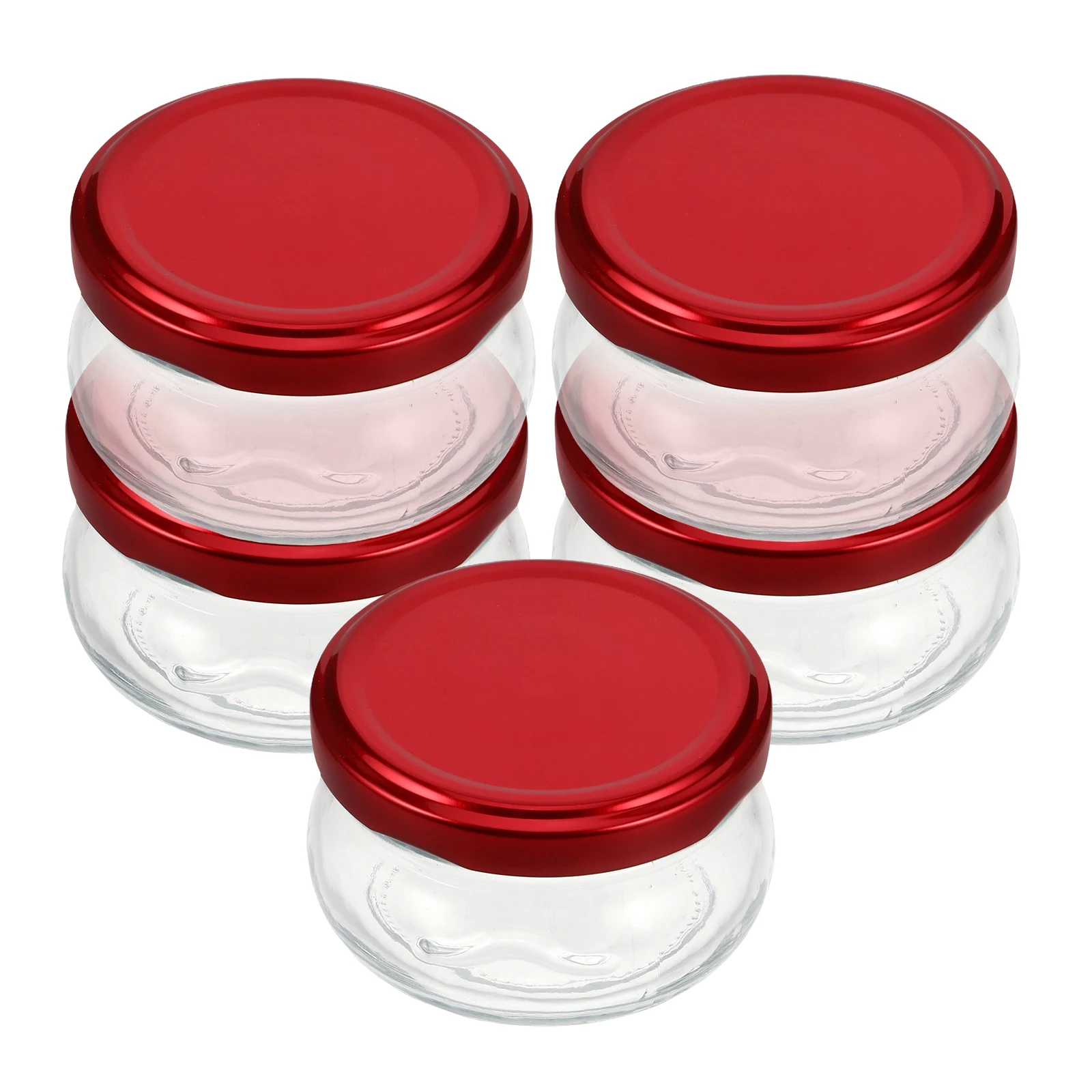 

5Pcs Transparent Glass Jars Clear Airtight Lids Portable Storage Containers for Honey Jam Yogurt Kitchen Home Supplies