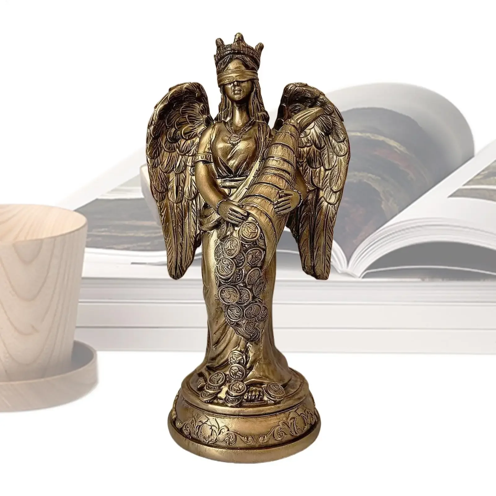 Wealth Goddess Greek Angel Ornament Resin Fortune Goddess Decoration Statue Figurine Pen Holder for Home Office Studio