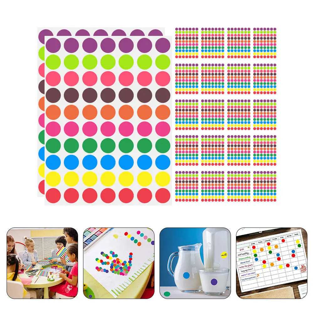 

1400Pcs Writable Removable Circle Stickers Colorful Dot Labels for Home Office Projects Seasoning Sorting Paperwork Filing