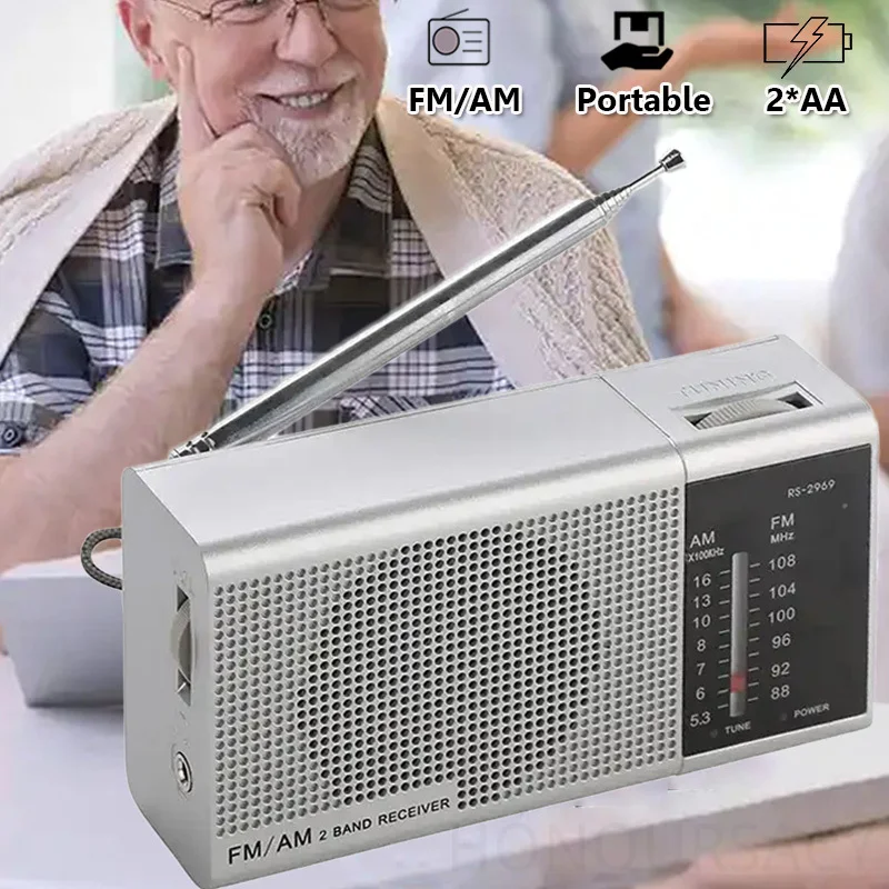 3.5 مللي متر سماعة جاك FM AM راديو يعمل بالبطارية DSP أجهزة الراديو الصغيرة المحمولة المدمج في مكبر الصوت مع نافذة التردد لكبار السن