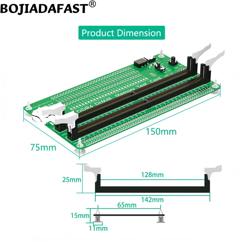 Desktop DDR4 DIMM Geheugen RAM Adapter Testbeschermingskaart met LED-indicator Lange vergrendeling