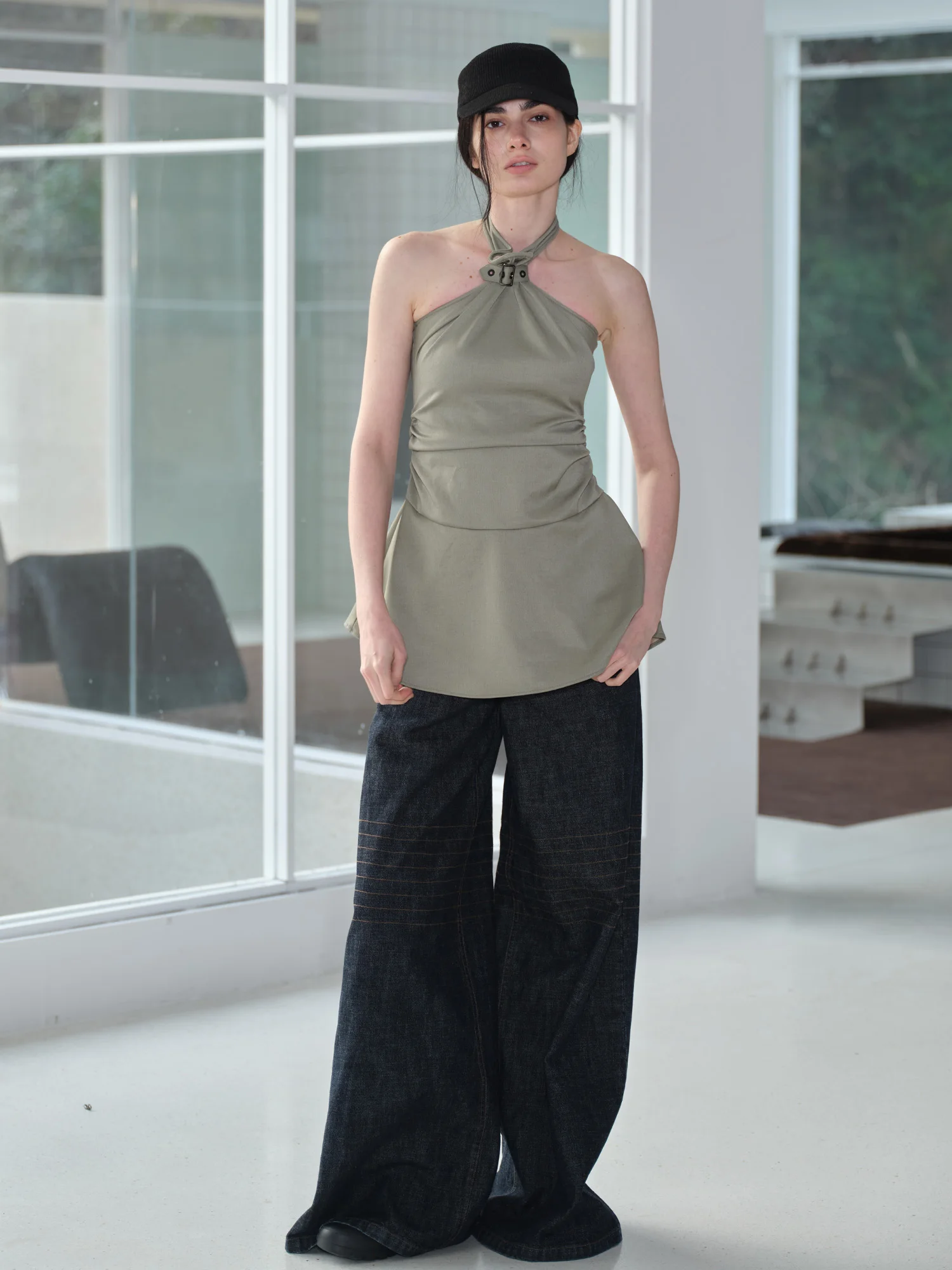 

Loose Wide Leg Jeans Women's Casual Pants Spring Early Season Simple Sle Original Denim Flared Pants Cotton Material