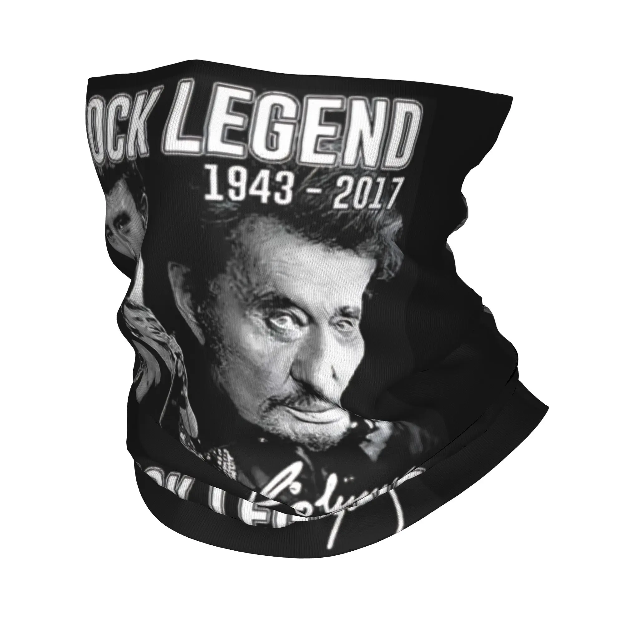 Johnny Hallyday French Rock Singer Winter Headband Neck Warmer Men Women Ski Camping Tube Scarf  Face Bandana Gaiter