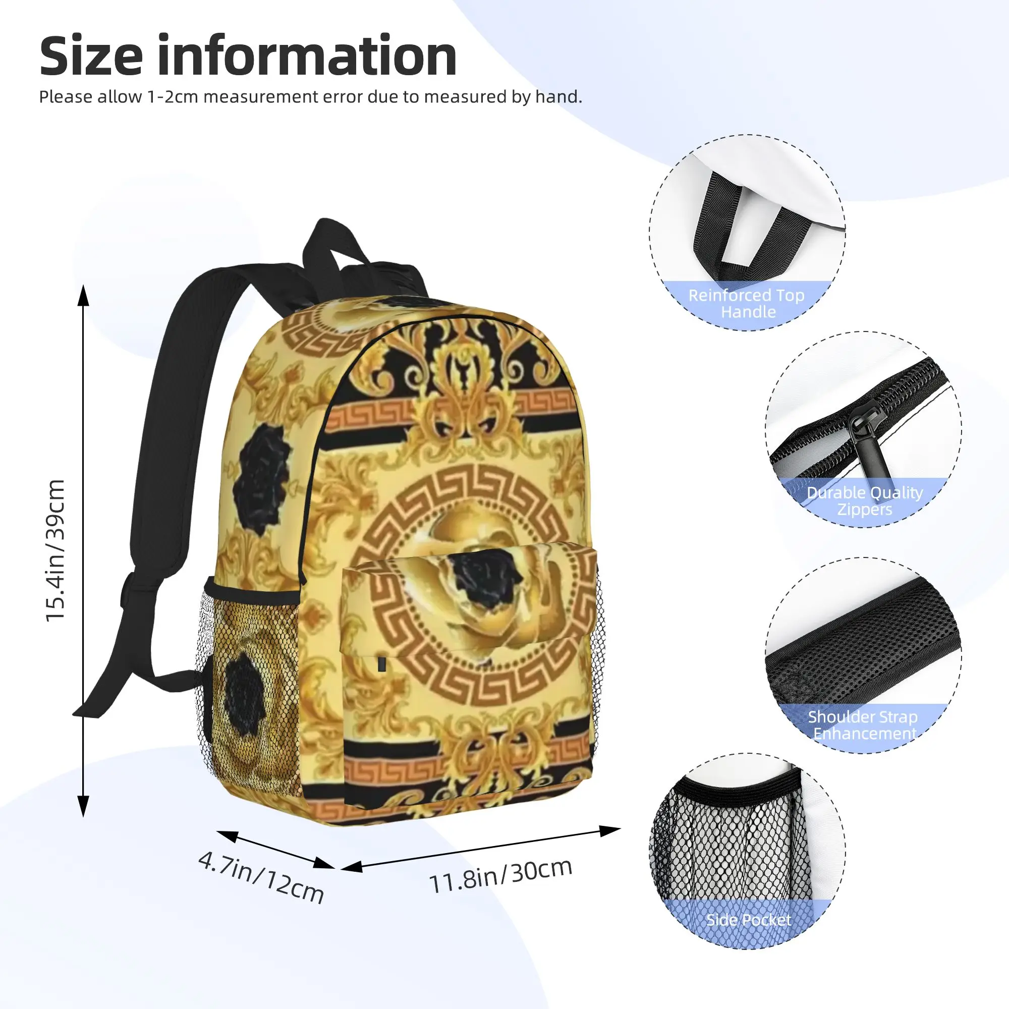 Luxury European Floral Pattern Backpack Hot Sale Daypack Large Capacity Boys Girls BookBag Shoulder Bag for Men Women School Bag