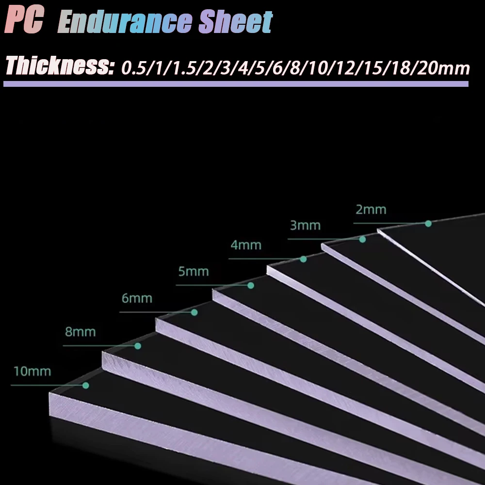 Panneau d'endurance PC Transparent, épaisseur 0.5-20mm, plaque en Polycarbonate, feuille de plastique résistante à l'usure, bricolage dur pour la maison, 297x210mm