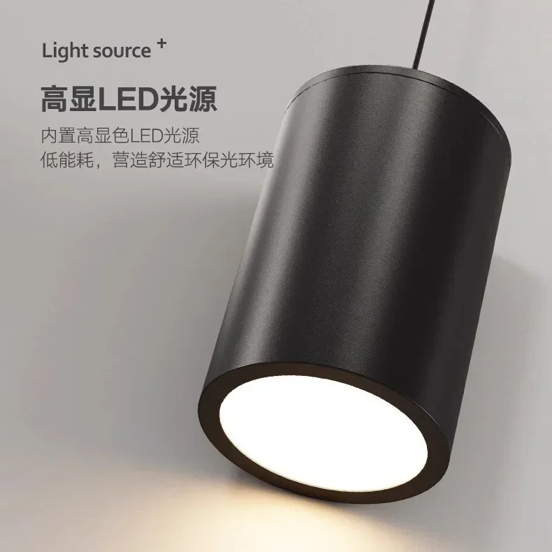 Lampadario moderno a LED Moderno e minimalista Stile creativo Nero Sala da pranzo Soggiorno Cucina Lampada a sospensione Interni Luce lucida