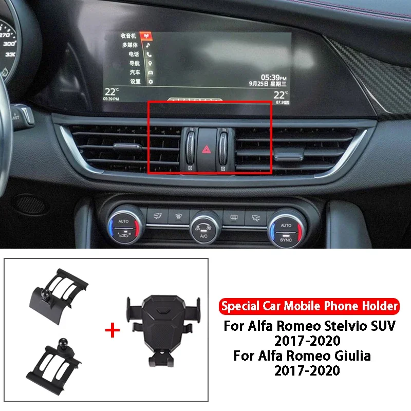 Suporte para celular de carro, para alfa romeo stelvio giulia 2017-2020, estilo de carro, painel de ventilação, suporte para celular
