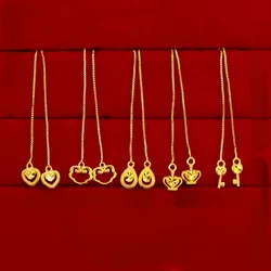 Solid Pure Gold Color Earrings for Women Crown Love Phoenix Tail Pendant Long Earring Luxury Wedding Engagement Gifts