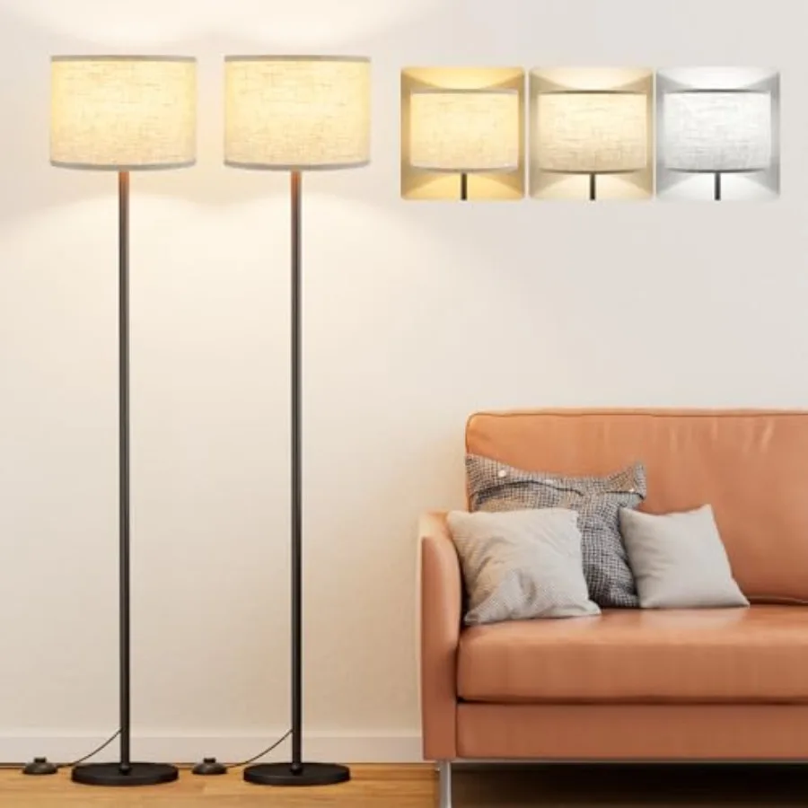 

Modern Floor Lamp Set of 2, 2PK Tall Lamps for Livg Room Bedroom, Shade with Pole Without Bulb