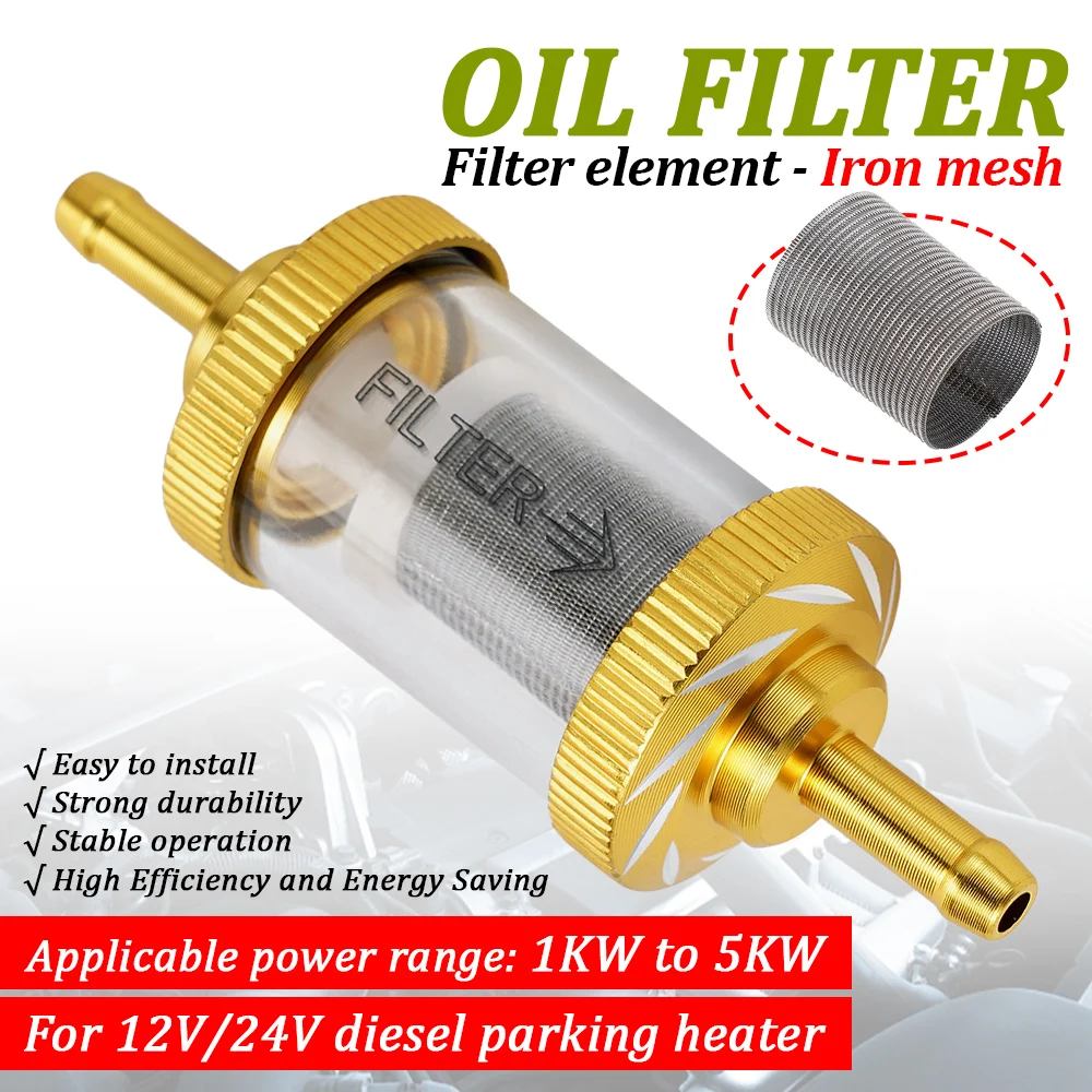 1/2Pcs 6mm Universal 12V 24V Diesel Heater Fuel Filter Transparent Housing Wire Mesh Element  For 1KW-5KW Parking Heater Moto