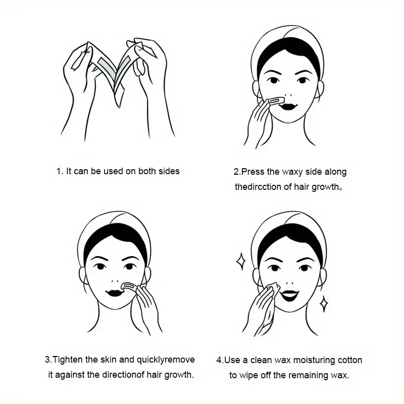 50/30/20/10 قطعة شرائط شمع مزيل الشعر لإزالة الشعر ورق شمع شرائط شمع باردة ورقة للوجه والرقبة والذراع والساق أدوات تجميل الجسم