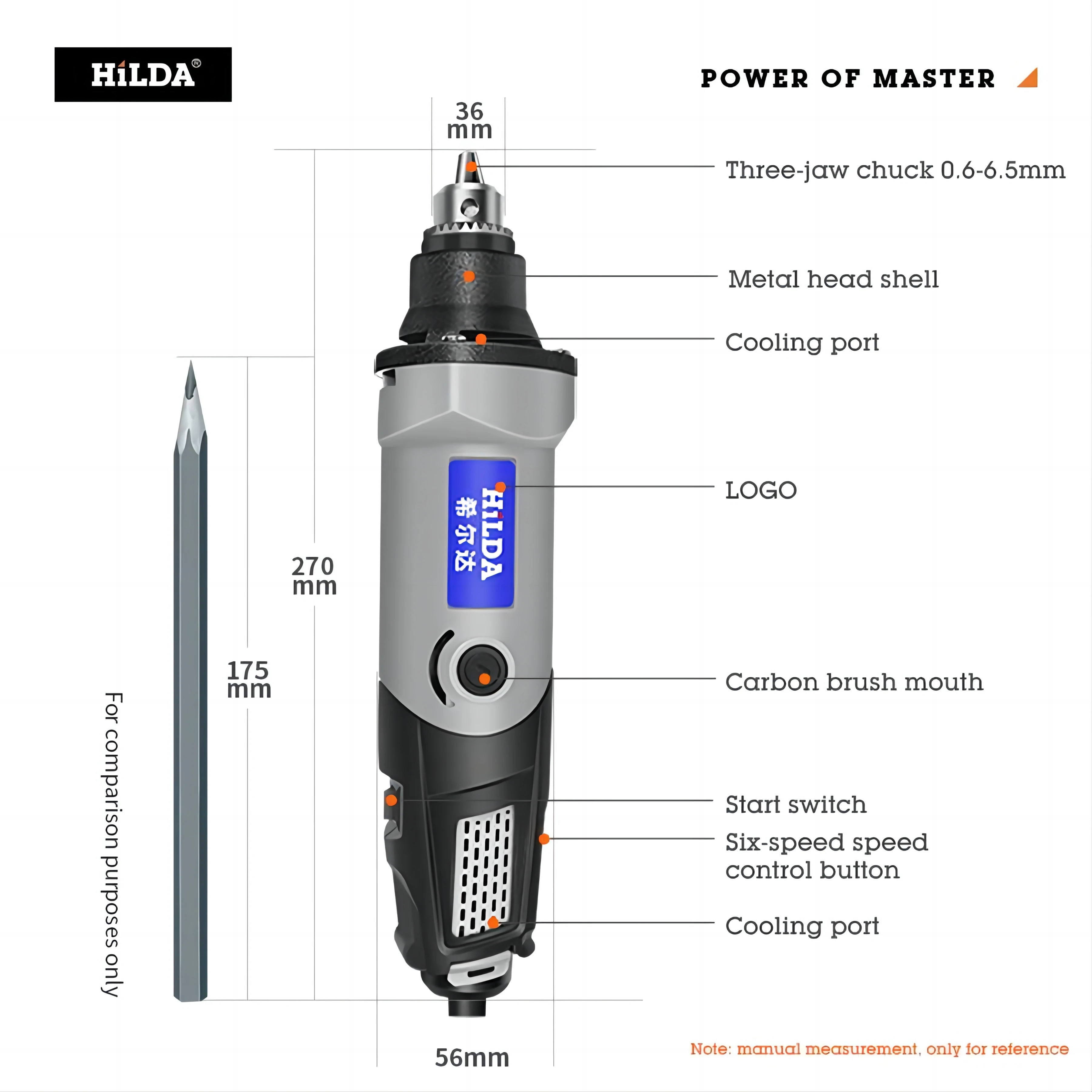 HILDA 500W 로타리 도구 가변 속도 로타리 도구 액세서리 키트 절단 세부 샌딩 조각 나무 조각 및 연마
