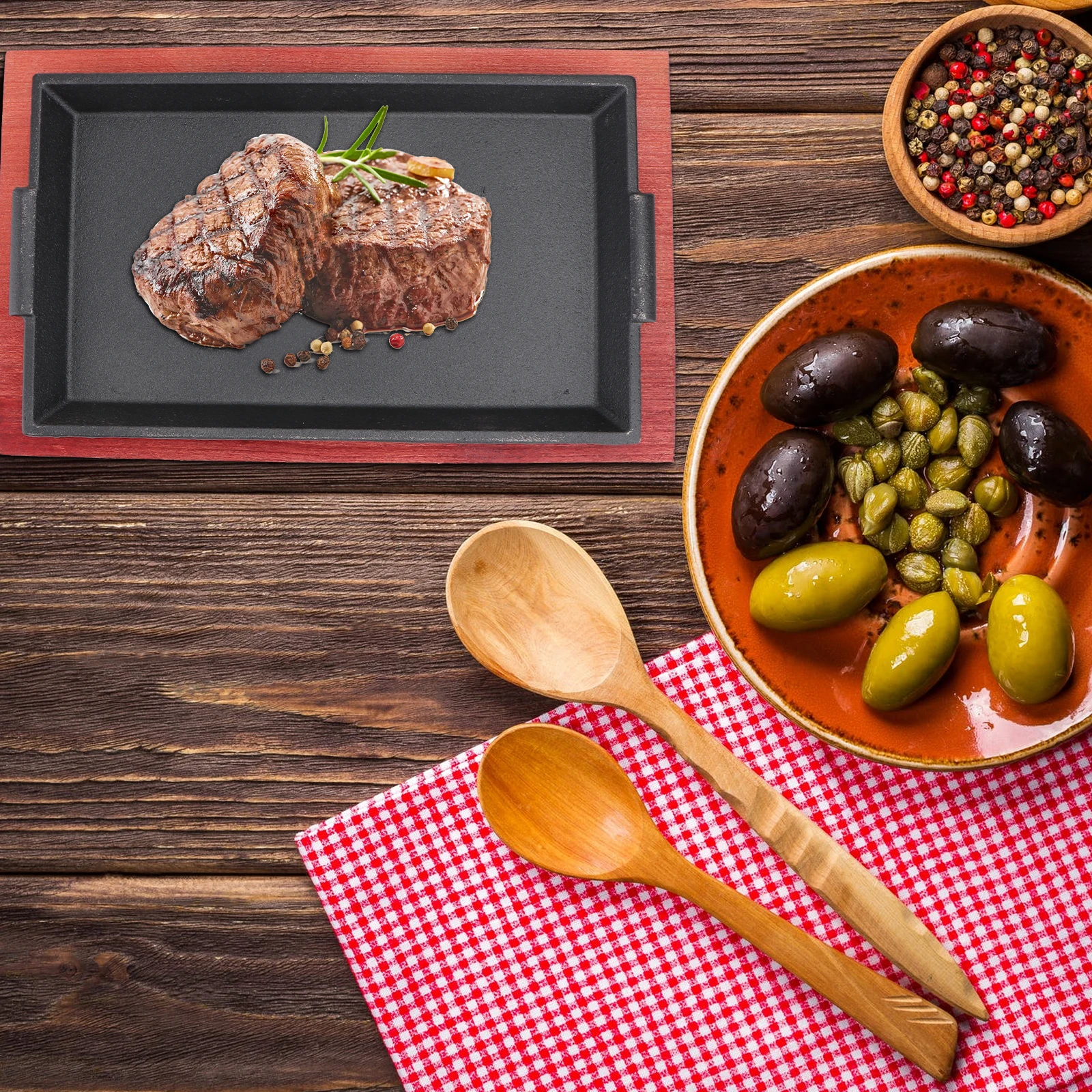 

Cast Iron Frying Pan Steak Cooking Pancake Reusable Chic Roasting Tray Barbecue