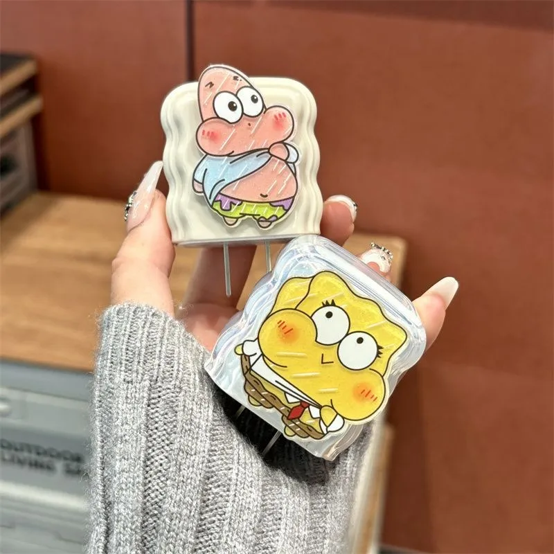 Cable Charger Protector Case for iPhone 15 14 13 16 20W Charger Protection Cover Cartoon SpongeBob Cord Winder Spiral Protective
