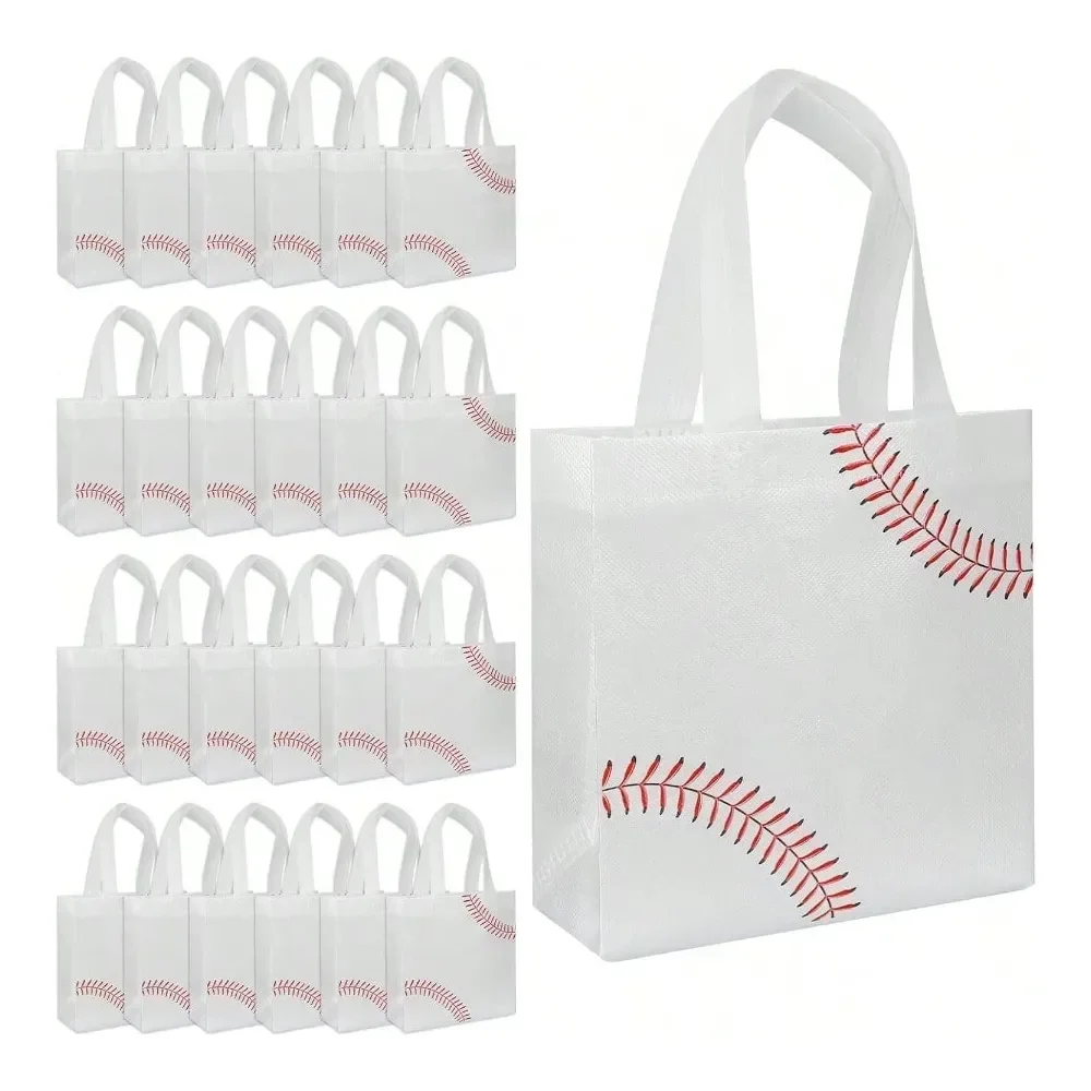 

Baseball Goodie Bags With Handles NonWoven Baseball Party Favors Paper Bags Gift Bag 7.8 X 7.8 In For Birthdays Snack Paper Bag