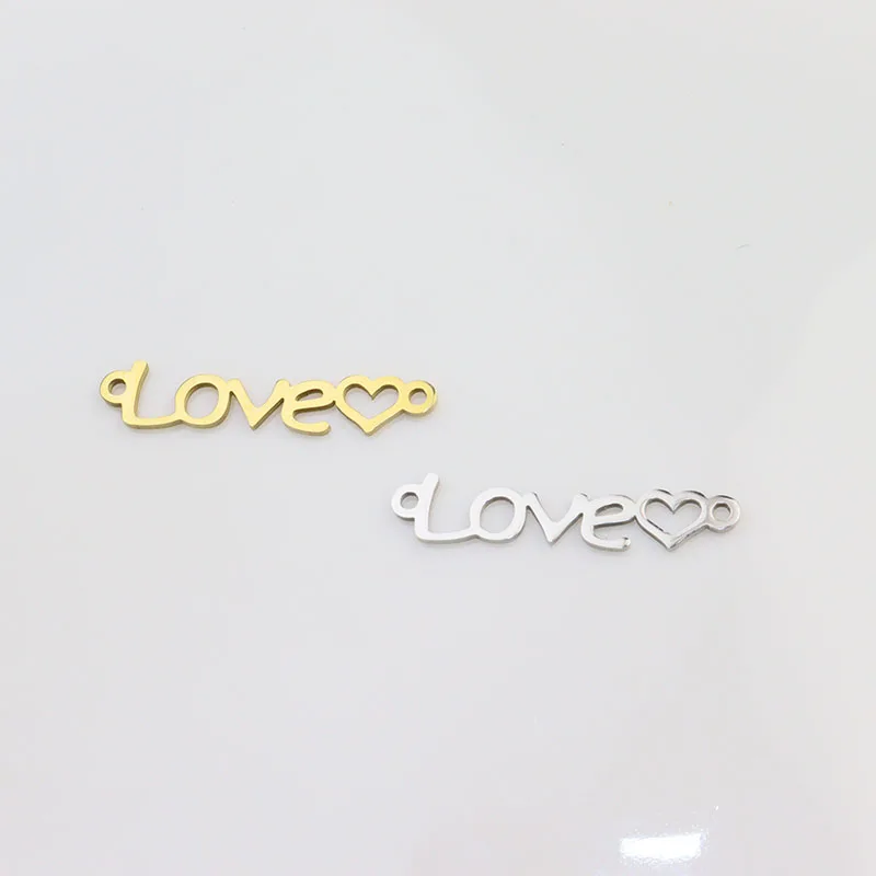 10pcs Stainless Steel Shiny Polished Heart Jewelry Charms Pendant DIY Handcraft  Vacuum Plate Waterproof Antiallergic