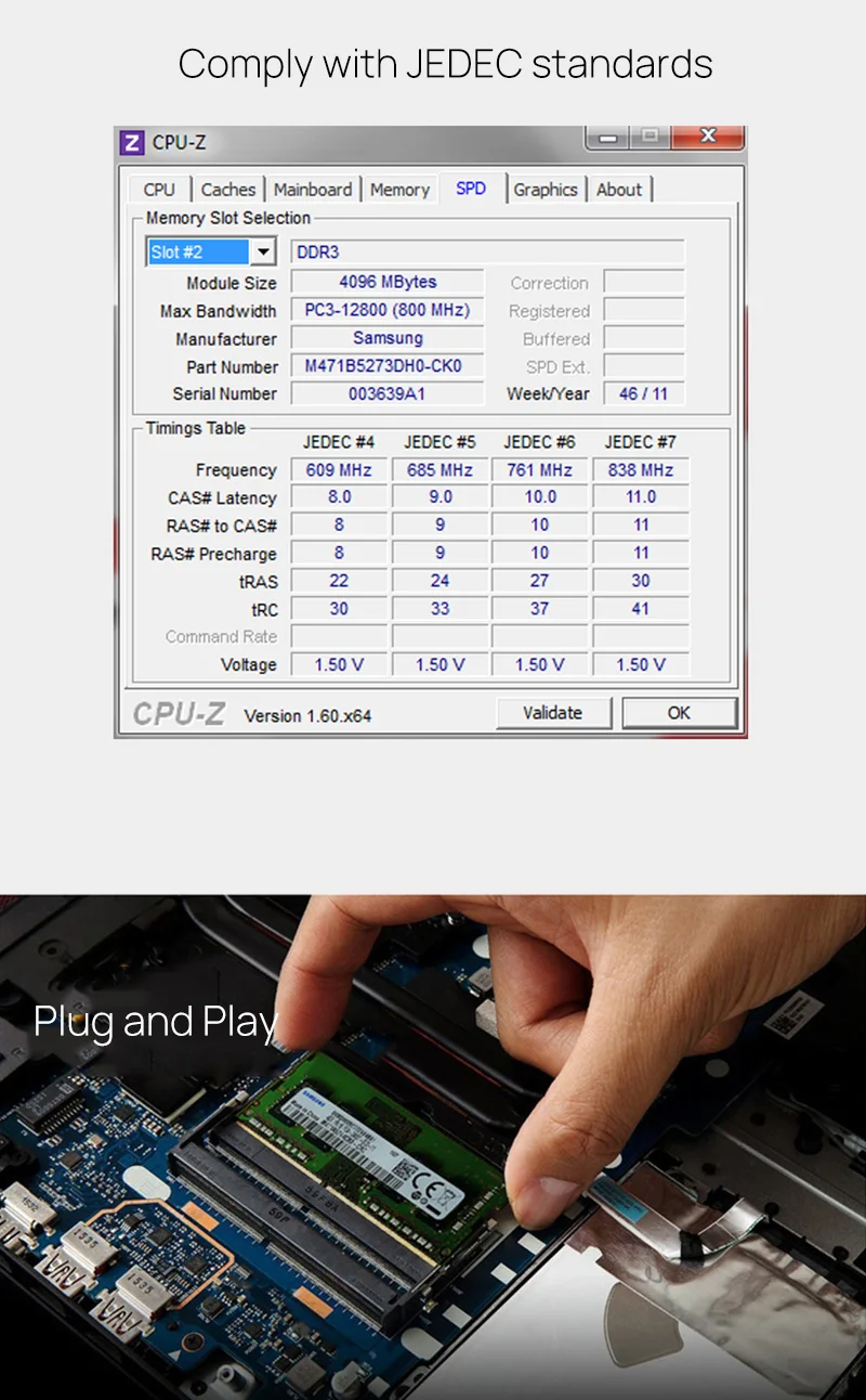 Pamięć do laptopa Samsung DDR3 1.5V /DDR3L 1.35V 1333 1600 1866 MT/s MHz 4GB 8GB RAM 204pin SO-DIMM Memory Stick do laptopa Notebook