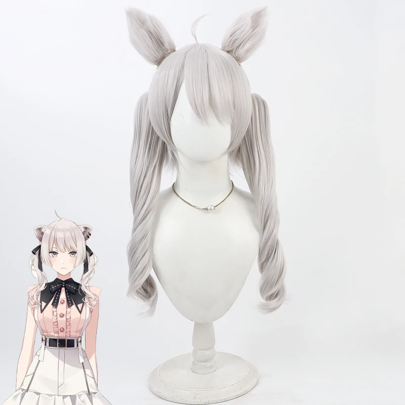 NIJISANJI الظاهري يوتيوب Vtuber Shishiro Bota شعر مستعار تأثيري هالوين كرنفال الدعائم الطرف الشعر الاصطناعية ألياف مقاومة للحرارة