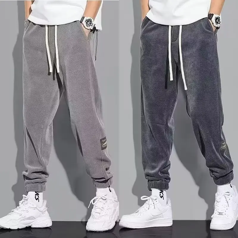 Velvet and Corduroy Sanitary Pants for Men in Autumn and Winter Ankle Cinching Slimming Effect Sports Pants Casual Long Pants
