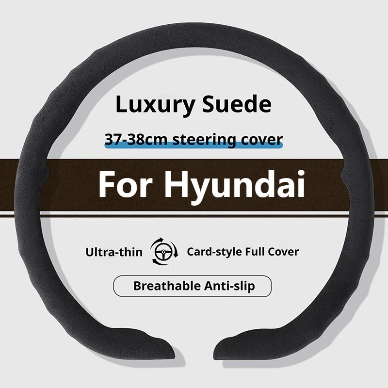 Neue Wildleder-Lenkradabdeckung für Hyundai Elantra Tucson Santa Fe Kona Ioniq 5 6 Palisade Creta Sonata 38cm Auto-Styling