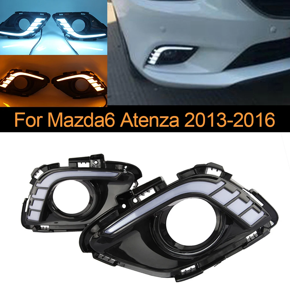 

Daytime Running Lights LED fog lamp cover headlight 12V Daylight DRL For Mazda 6 Mazda6 Atenza 2013 2014 2015 signal Fog light