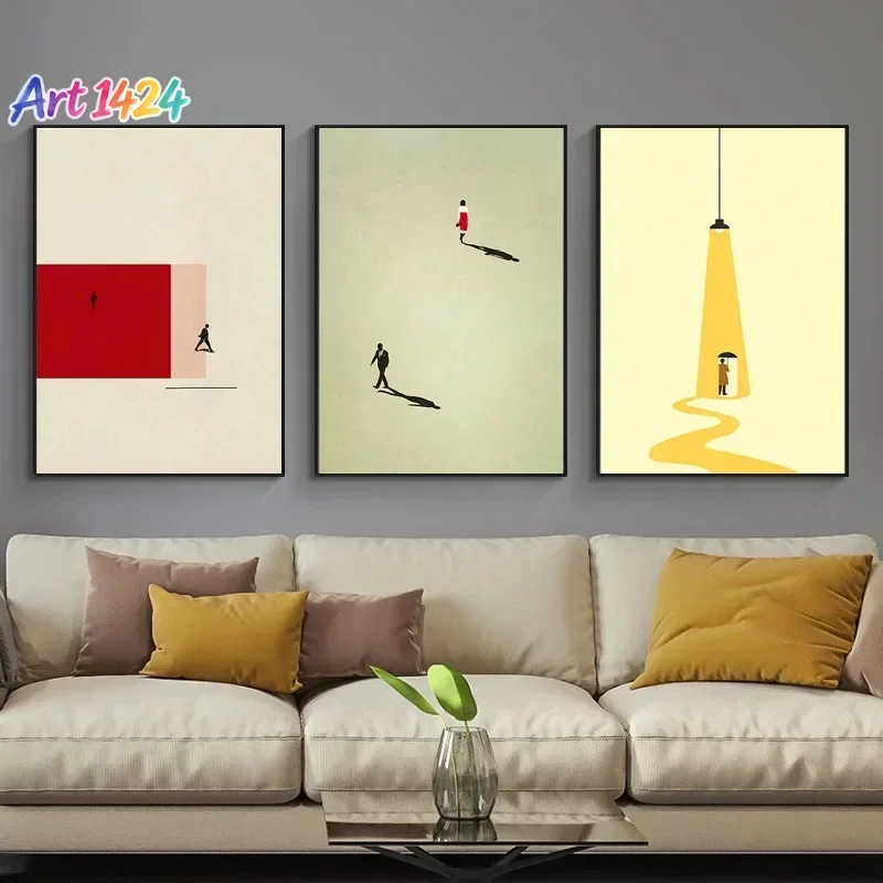 Nordic Figure Wall Art Canvas Painting Humorous Posture Prints Modern Wall Colorful Picture for Living Room Unique Poster Decor