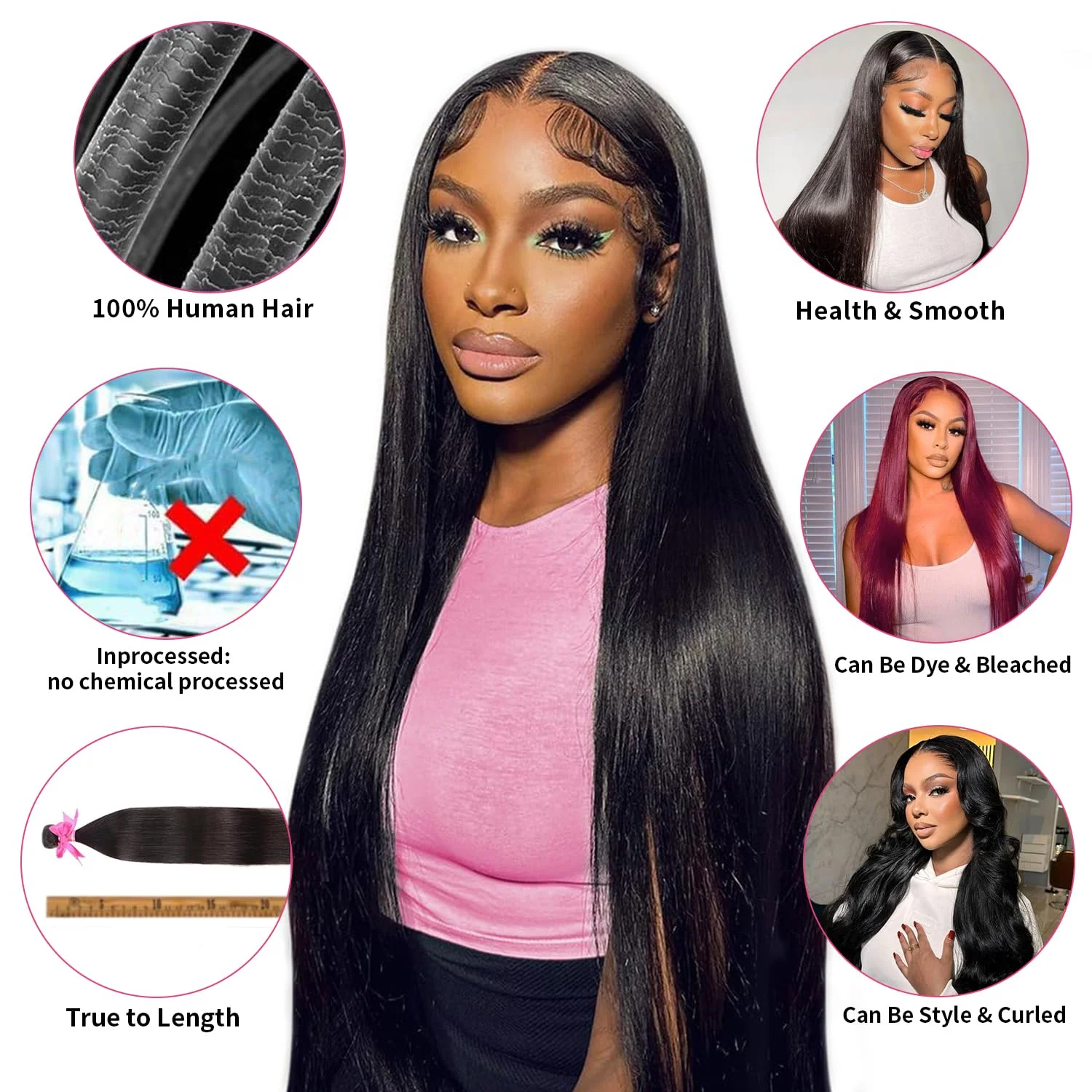 40 50Inch Remy Bone Straight Bundles Human Hair 100% Unprocessed Brazilian Human Hair 4 5 Pcs Virgin Raw Hair Extensions Bundles image 2